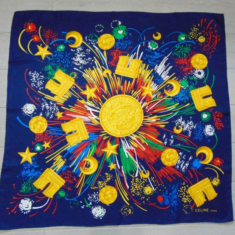 (D385) Celine Paris Silk Scarf